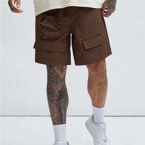 Fashion Nova Men's Dark Brown Cargo Shorts